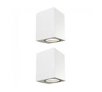 wonderlamp Pack 2 Aplique de pared exterior Classic, 1 Luz GU10, Impermeable IP 44, Lámpara Exterior Moderno, Blanco Mate