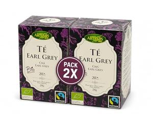 Pack 2 x Artemis bio té Earl Grey eco 20 filtros (40 bolsitas) | Té negro con bergamota | Infusión ecológica aromática para desayuno y tarde