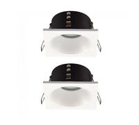 wonderlamp Pack 2 Empotrable para baños o exteriores Lutar, IP 65, Empotrable moderno, Blanco, para interior/exterior, Cuadrado