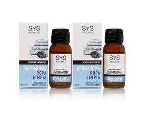 Pack 2 x Esencia Hidrosoluble Brumaroma Ropa Limpia SYS 50 ml (100 ml total) - Fragancia concentrada para difusor y bruma, aroma a ropa recién lavada, ideal para hogar y textil, uso versátil