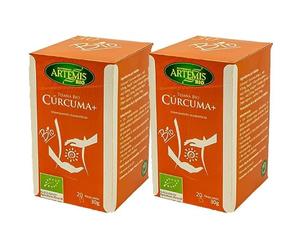 Pack 2 x Infusión Cúrcuma Plus Artemis Bio 20 filtros 30 g (40 filtros) - Tisana ecológica con cúrcuma y especias, sabor cálido y aromático, ideal sola o con limón, fácil preparación