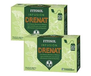 Pack 2 x Infusión Drenat Fitosol Ynsadiet 20 bolsitas (40 bolsitas) - Tisana de hierbas en filtros, sabor herbal suave, ideal para el día a día, preparación rápida