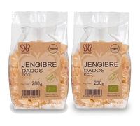 Pack 2 x Jengibre Caramelizado en Dados Naturcid Bio 200 g (400 g total) - Dados de jengibre ecológico con azúcar de caña, snack dulce-especiado, ideal para yogur y repostería