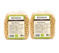 Pack 2 x Soja Blanca Bionsan Bio 500 g (1 kg total) - Soja ecológica seca, ideal para guisos y ensaladas, para hacer bebida vegetal y tofu casero, proteína vegetal, formato ahorro