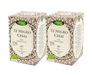 Pack 2 x Té Chai Negro Premium Artemis Bio 20 filtros 30 g (40 filtros) - Té negro con especias tipo chai, sabor intenso y especiado, ideal solo o con leche, fácil de preparar