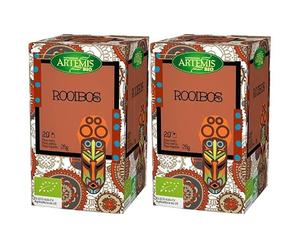 Pack 2 x Té Rooibos Artemis Bio 20 filtros (40 filtros) - Infusión ecológica de rooibos, sabor suave y tostado, sin teína, ideal sola o con leche, bolsitas prácticas