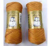 PACK 2 ZEPELINES Algodón perlé 100% egipcio mercerizado para DIY y tejer a mano labores de ganchillo o punto con un acabado elegante. (2 X 70gr) (8, OCRE 41)