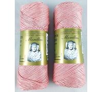 PACK 2 ZEPELINES Algodón perlé 100% egipcio mercerizado para DIY y tejer a mano labores de ganchillo o punto con un acabado elegante. (2 X 70gr) (8, SALMÓN 2)