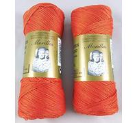 PACK 2 ZEPELINES Algodón perlé 100% egipcio mercerizado para DIY y tejer a mano labores de ganchillo o punto con un acabado elegante. (2 X 70gr) (12, NARANJA 19)