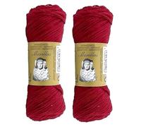 PACK 2 ZEPELINES Algodón perlé 100% egipcio mercerizado para DIY y tejer a mano labores de ganchillo o punto con un acabado elegante. (2 X 70gr) (5, GRANATE 18)
