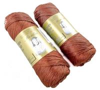 PACK 2 ZEPELINES Algodón perlé 100% egipcio mercerizado para DIY y tejer a mano labores de ganchillo o punto con un acabado elegante. (2 X 70gr) (8, MARRÓN 17)
