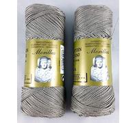 PACK 2 ZEPELINES Algodón perlé 100% egipcio mercerizado para DIY y tejer a mano labores de ganchillo o punto con un acabado elegante. (2 X 70gr) (5, GRIS 25)