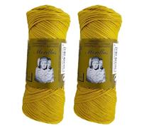 PACK 2 ZEPELINES Algodón perlé 100% egipcio mercerizado para DIY y tejer a mano labores de ganchillo o punto con un acabado elegante. (2 X 70 gr) (5, MOSTAZA 34)