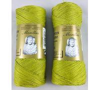 PACK 2 ZEPELINES Algodón perlé 100% egipcio mercerizado para DIY y tejer a mano labores de ganchillo o punto con un acabado elegante. (2 X 70gr) (8, PISTACHO 23)