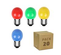 Pack 20 Bombillas LED E27 Casquillo Gordo 3W 300 lm G45 4 Colores