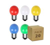 Pack 20 Bombillas LED E27 Casquillo Gordo 3W 300 lm G45 5 Colores