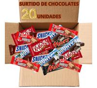 Pack 20 Chocolatinas Surtidas - Mars, Snickers, KitKat, Bounty y Nestlé Extrafino - Mix de Chocolates Variados para Regalar o Compartir