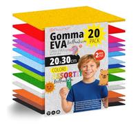 Pack 20 Hojas Goma Eva, Colores Surtidos Purpurina, Tamaño 20x30cm, 15 Colores Diferentes Ideales para Proyectos Creativos, Manualidades, Uso Escolar, Profesional (Con Purpurina)