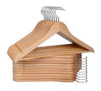 Pack 20 Perchas para Ropa de Madera Natural con Muescas Antideslizantes y Gancho Giratorio | Perchas Resistentes para Camisas, Chaquetas, Trajes y Abrigos | Organizador de Armario Robusto y Elegante