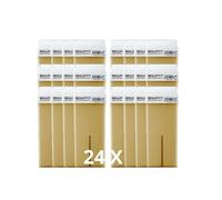 Pack 24 Cartuchos de Cera Roll-On Miel 100ml - Cera Depilatoria Profesional - Recambios Compatibles con Calentador Estándar - Todo Tipo de Piel