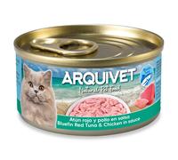 Pack 24 Unidades - Filetes de Atún Rojo Bluefin con Pollo - Latas de 80 g - Comida húmeda para Gatos - ARQUIVET