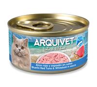 Pack 24 Unidades - Filetes de Atún Rojo Bluefin con Espadín - Latas de 80 g - Comida húmeda para Gatos - ARQUIVET