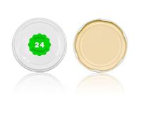 Pack 24 Tapas para bote,tarro,frasco de cristal;Cerradura enrroscable;Tapa giratoria de metal;conservar frutas,verduras y mermeladas;Tapa hermética;DIFERENTES TAMAÑOS Y COLORES (Blanco, 53 mm)