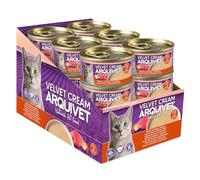 Pack 24 Unidades - Crema de atún y gambas para Gato Velvet Cream - Latas de 80 g - Comida húmeda para Gatos - ARQUIVET