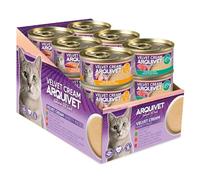 Pack 24 Unidades - Crema para Gato Velvet Cream - 6 variedades - Latas de 80 g - Comida húmeda para Gatos - ARQUIVET