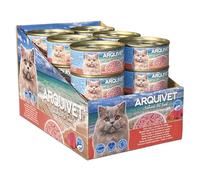 Pack 24 Unidades - Filetes de Atún Rojo Bluefin con Salmón - Latas de 80 g - Comida húmeda para Gatos - ARQUIVET