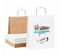 Pack 25 Bolsas de Papel Personalizadas con Logo | Cuida la Presentación de Tus Regalos | Bolsas de Papel con Asas para Bodas, Tiendas, Navidad, Cumpleaños | Bolsa Mediana (25x31x11 cm), Blanca