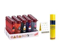 Pack 25 Uds. Dwarves Mechero Encendedor Redondo Recargable con Piedra recambiable Incluye 1 Clipper Gas ISOBUTANO para MECHEROS + Clipper 9 Piedras de Mechero Exclusivo En DISPAU