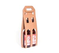 Pack 25 unidades - Expositor 2 botellas de cerveza - color marrón. Portabotellas de cartón. Esuche para botellas ideal tamaño 33 on ventana troquelada y asa. Caja cartón para cervezas