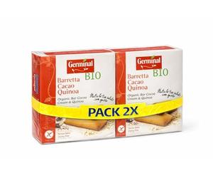 Pack 2x Barritas de Quinoa Rellenas de Crema de Cacao Sin Gluten GerminalBio 180 g | 2 Paquetes de 180 g (Total 360 g) | Galletas Ecológicas Sin Gluten