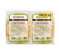 Pack 2x Chips de Plátano Bion-san Bio 125 g | 2 Bolsas de 125 g (Total 250 g) | Plátano Deshidratado Ecológico | Snack Crujiente Ecológico