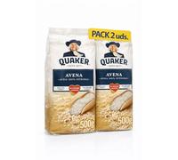 Pack 2x Copos de Avena Integrales Hojuelas Quaker 500 g | 2 Paquetes de 500 g (Total 1 kg) | Avena Integral en Copos | Ideal para Desayunos y Recetas