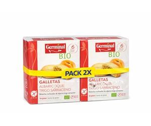 Pack 2x Galletas de Trigo Sarraceno Rellenas de Albaricoque Sin Gluten Germinal Bio 200 g | 2 Paquetes de 200 g (Total 400 g) | Galletas Ecológicas Sin Gluten
