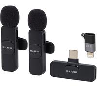 Pack 2x Micrófonos Inalámbricos Solapa USB-C y Lightning p/ Smartphones/Tablets (Negro) - BLOW