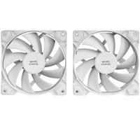 Mars Gaming MF-PWMX2, Kit 2 Ventiladores 120mm, Ultra silenciosos FDB 12dB, Sistema Anti-vibraciones, Sistema PWM, Blanco