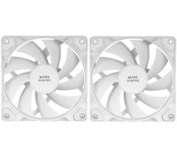 Mars Gaming MF-PROX2, Kit 2x Ventiladores 120mm, Sistema Anti-vibraciones, Ultra-silenciosos, Doble Conexión 3PIN + 4PIN, Blanco
