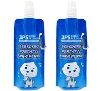 Pack 2X Viaje Bebedero Portátil Plegable para Perros Mascotas 500 ml con Mosquetón de Botella