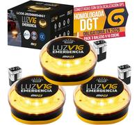 Pack 3 Balizas V16 Conectadas Homologadas con Geolocalizador DGT 3.0 - Luces Emergencia Alta Visibilidad con SIM IoT Hasta 2040 - Envío Ubicación Botón 3s Base Imantada Kit Accesorios Coche Moto 2026