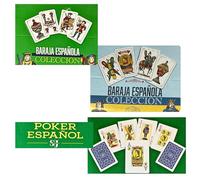 Pack 3 Barajas de Cartas de Colección - Cartas Españolas + Poker Español - Edición Especial para Coleccionistas de Naipes. Ideal para Mus, Truco, Escoba, Dos, Uno, Siete, Rummy, Canasta, Bridge