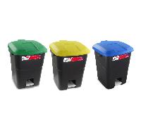 Pack 3 Basura Cocina con Pedal - Cubos de Basura Reciclaje 50l, Papelera Cocina con Pedal, Basura Hosteleria, Papelera Reciclaje, Basurero Cocina (50 litros, Verde, azul y )