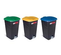 Pack 3 Basura Cocina con Pedal - Cubos de Basura Reciclaje 60l, Papelera Cocina con Pedal, Basura Hosteleria, Papelera Reciclaje, Basurero Cocina (60 litros, Verde, azul y )