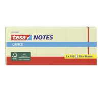 Pack 3 blocs de notas adhesivas tesa, 50 mm x 40 mm | Notas adhesivas en amarillo claro - para oficina y hogar - gran adherencia y fáciles de despegar