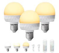 Pack 3 bombillas recargables con mando a distancia, bombillas LED de color regulable E27 con mando a distancia e imán, lámparas recargables USB, bombilla para iluminación de emergencia, camping, luz