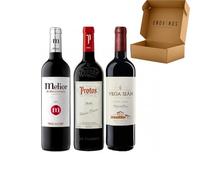 Pack 3 Botellas de Vinos Ribera del Duero - Envio 24h - 3 x 75 cl Pack Regalo - Melior, Protos Roble, Vega Izán Roble - Mejor Seleccion ENOVINOS THE WINE BRAND