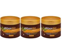 Pack 3 cabello seco y dañado | Mascarilla Argan Oil Deliplus | Paquete 3 Tarros de 400 ml | Total 1,2 Litros.