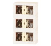 Pack 3 Caja de Almacenamiento Plegable, Contenedor de plástico con Ruedas, Cubo Apilable con Puertas, Organizador para Hogar con Puertas y Tapadera para Habitación, Baño, Cocina, Oficina, Salón